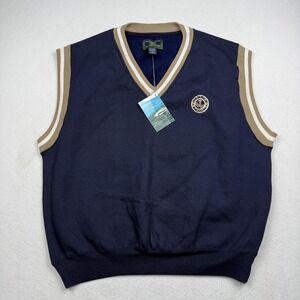 Pebble Beach Sweater Vest Mens XL Blue V Neck Golf Pullover Knit NWT Crable